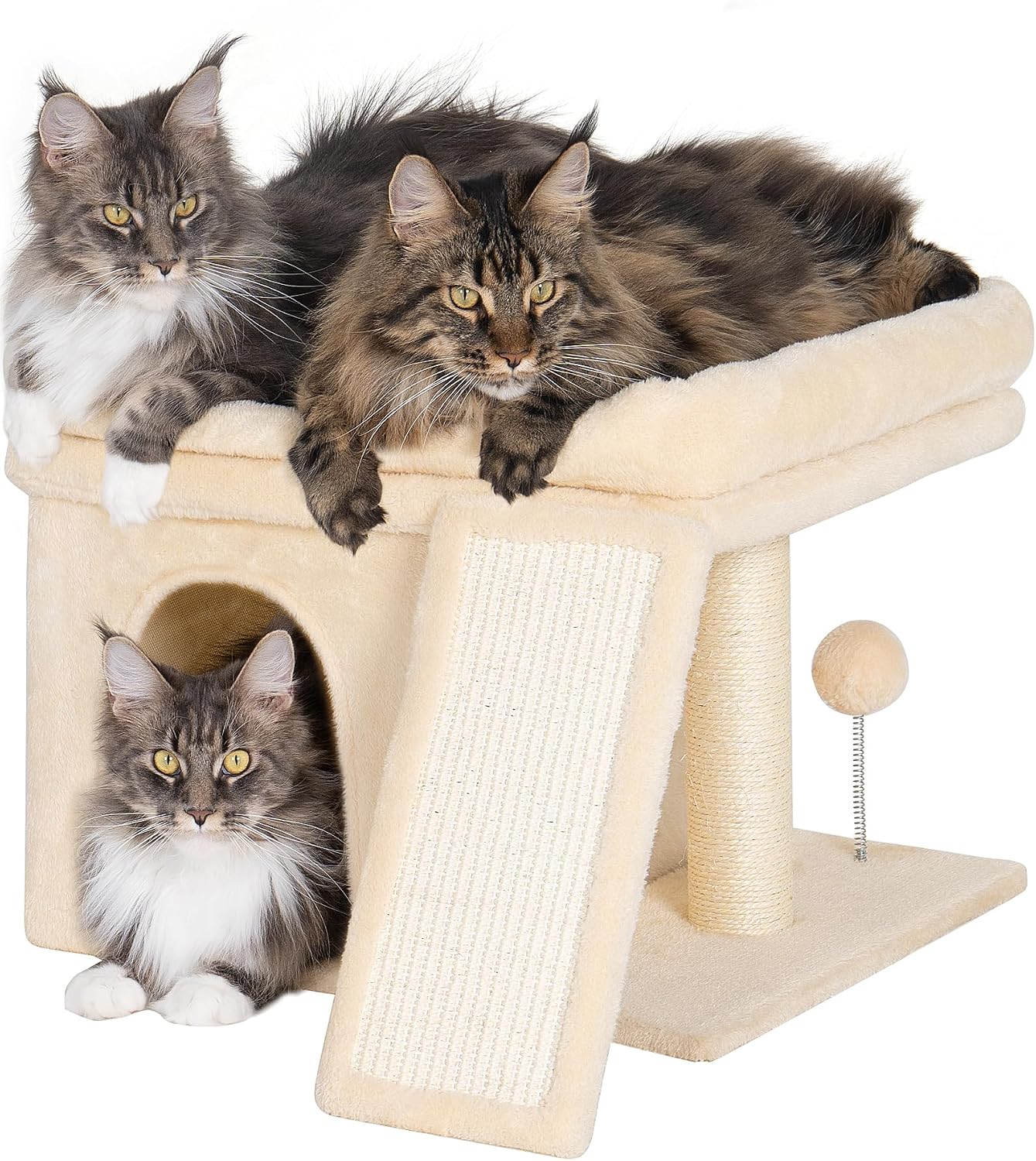 Aechonow Small Cat Tree Tower for Large Cat, Cat Bed House with Large Perch
