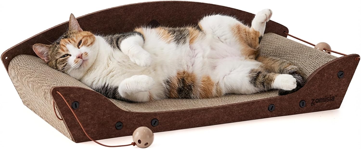 ZOMISIA 26 inch Cardboard Cat Scratcher Bed for Indoor Cats