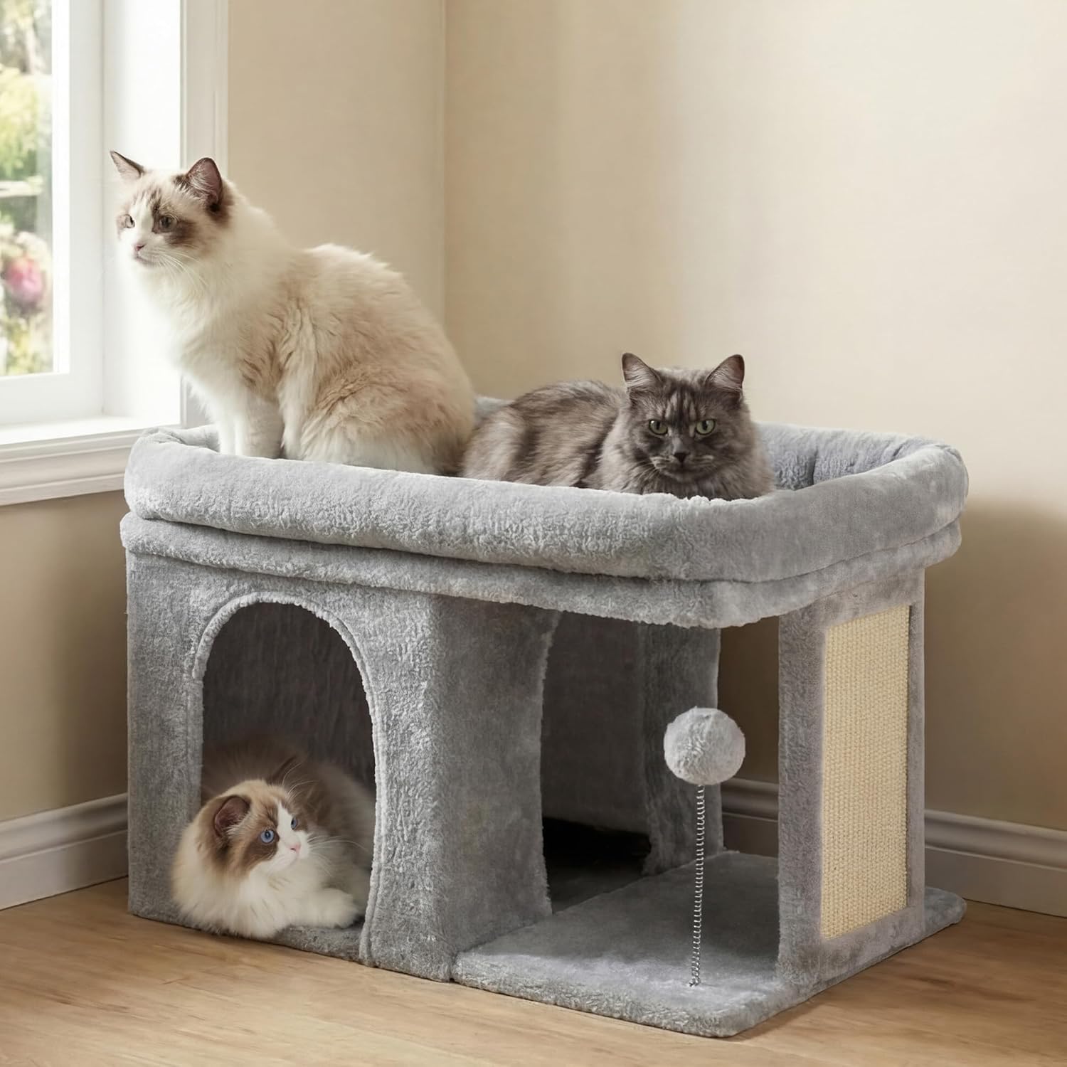 Heybly Cat Tree, 14 inch Cat Tower with Large Cat Bed and Condo