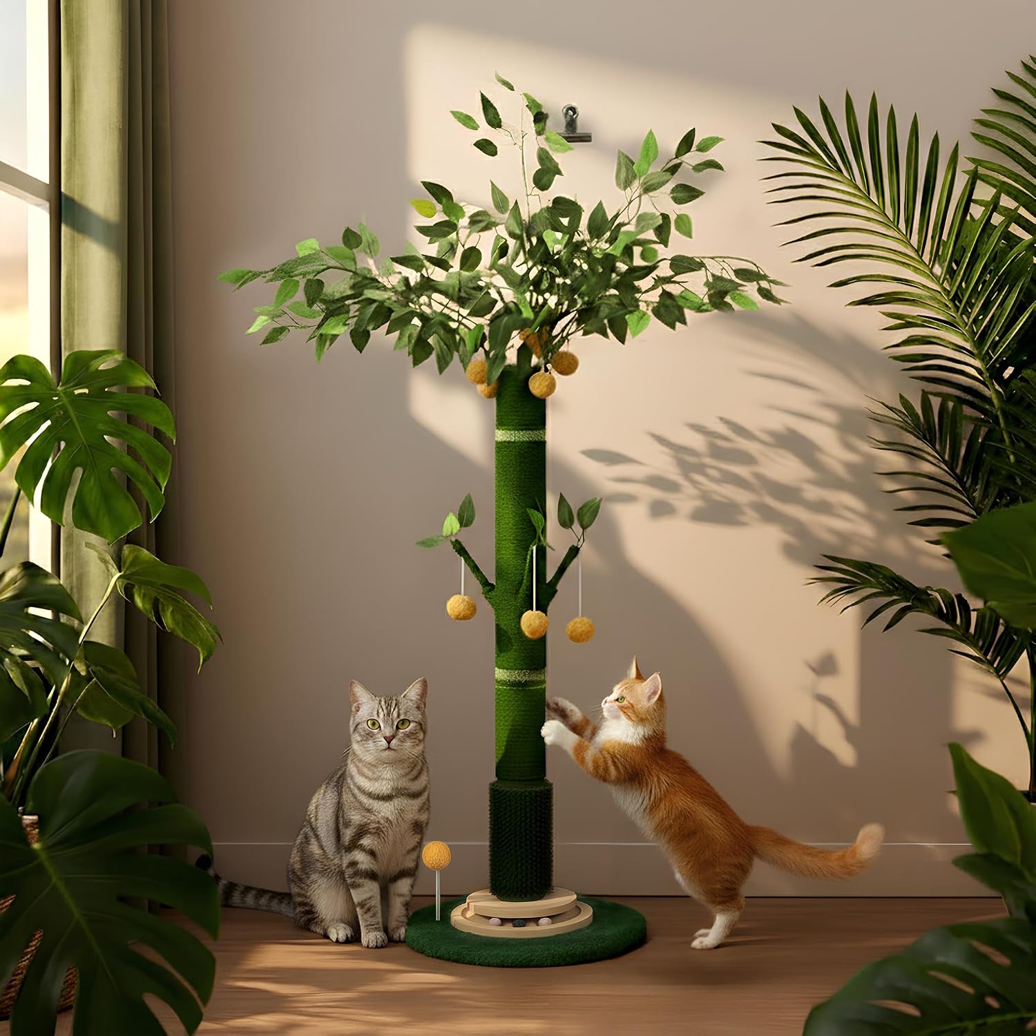 46 inch Extra Tall Cat Scratching Post for Large Cats, Sisal Rope