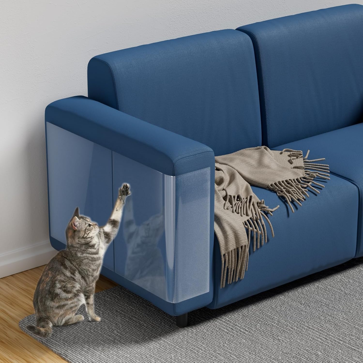 NO PINS Cat Scratch Furniture Protector, 12 Pack