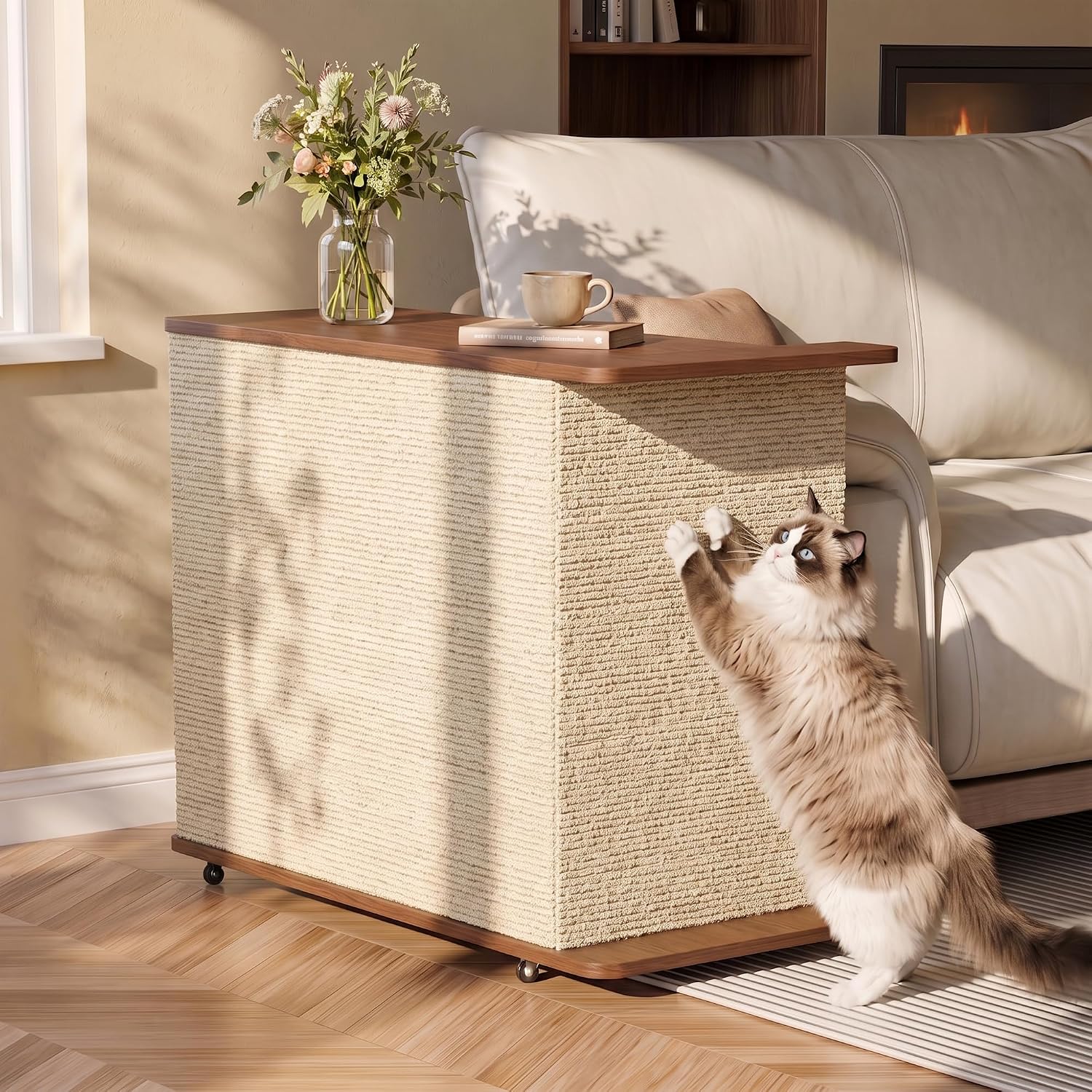Cat Scratcher Side Table for Couch, Cat Scratch Furniture Protector